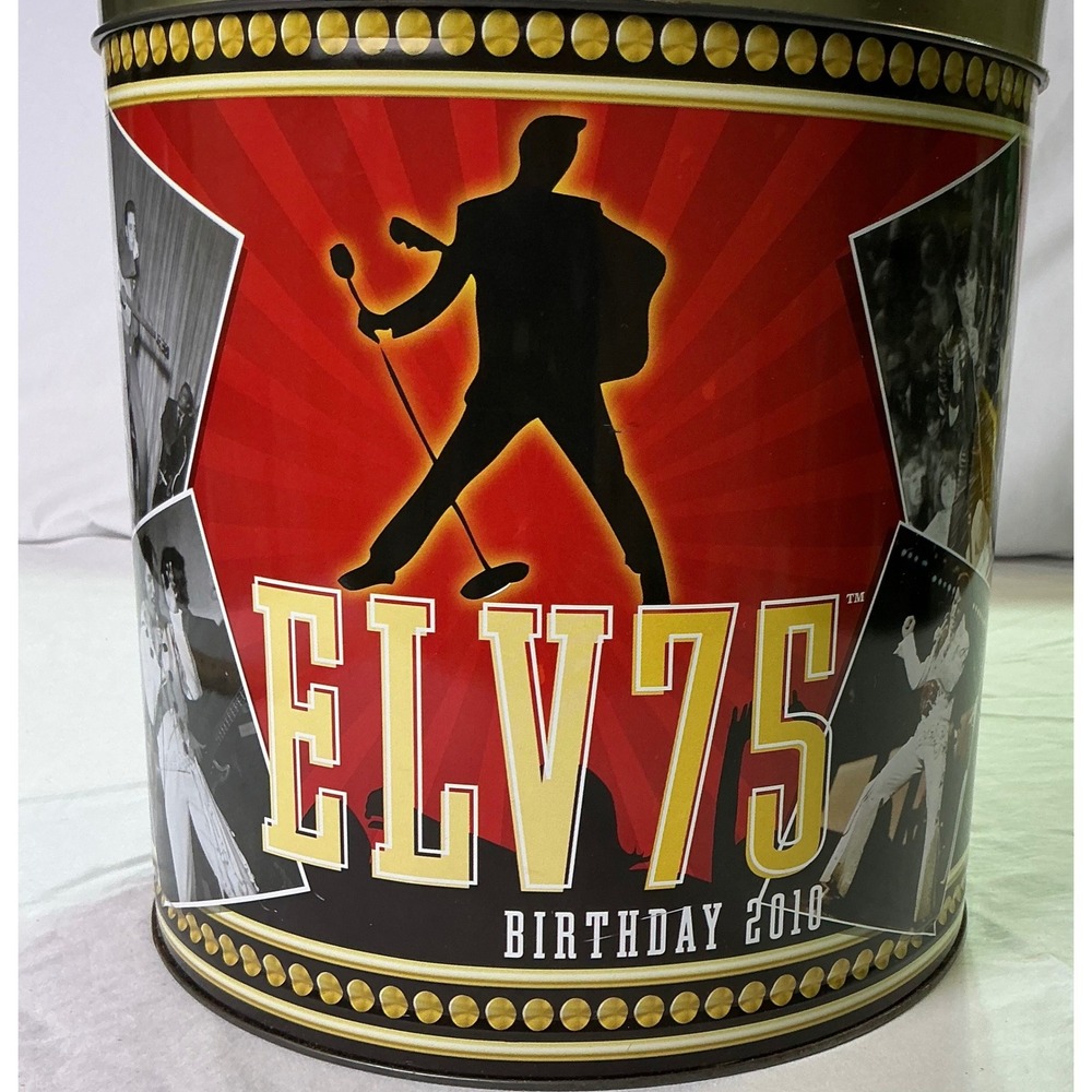 2010 Elvis Presley 75th Birthday Popcorn Tin Empty Collectible Can